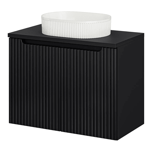 Móvel de lavatório NEWPORT com 2 portas ranhuradas 80x71x40cm Preto en.casa