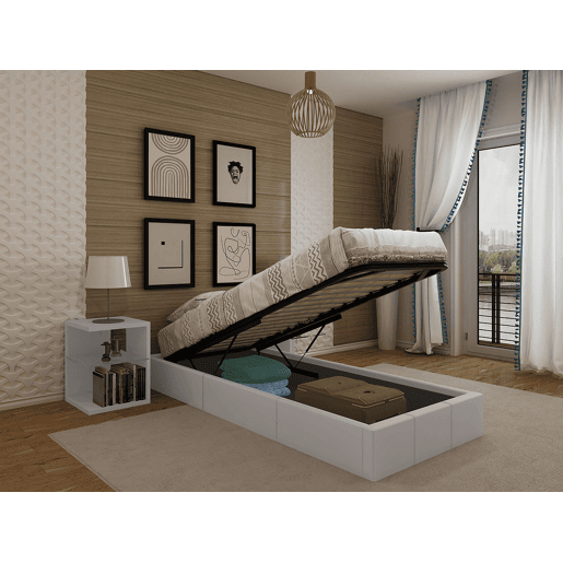 Cama Sommier Home Individual (Branco)(200×90 cm) Cama Sommier Home Individual (Branco)(200×90 cm)