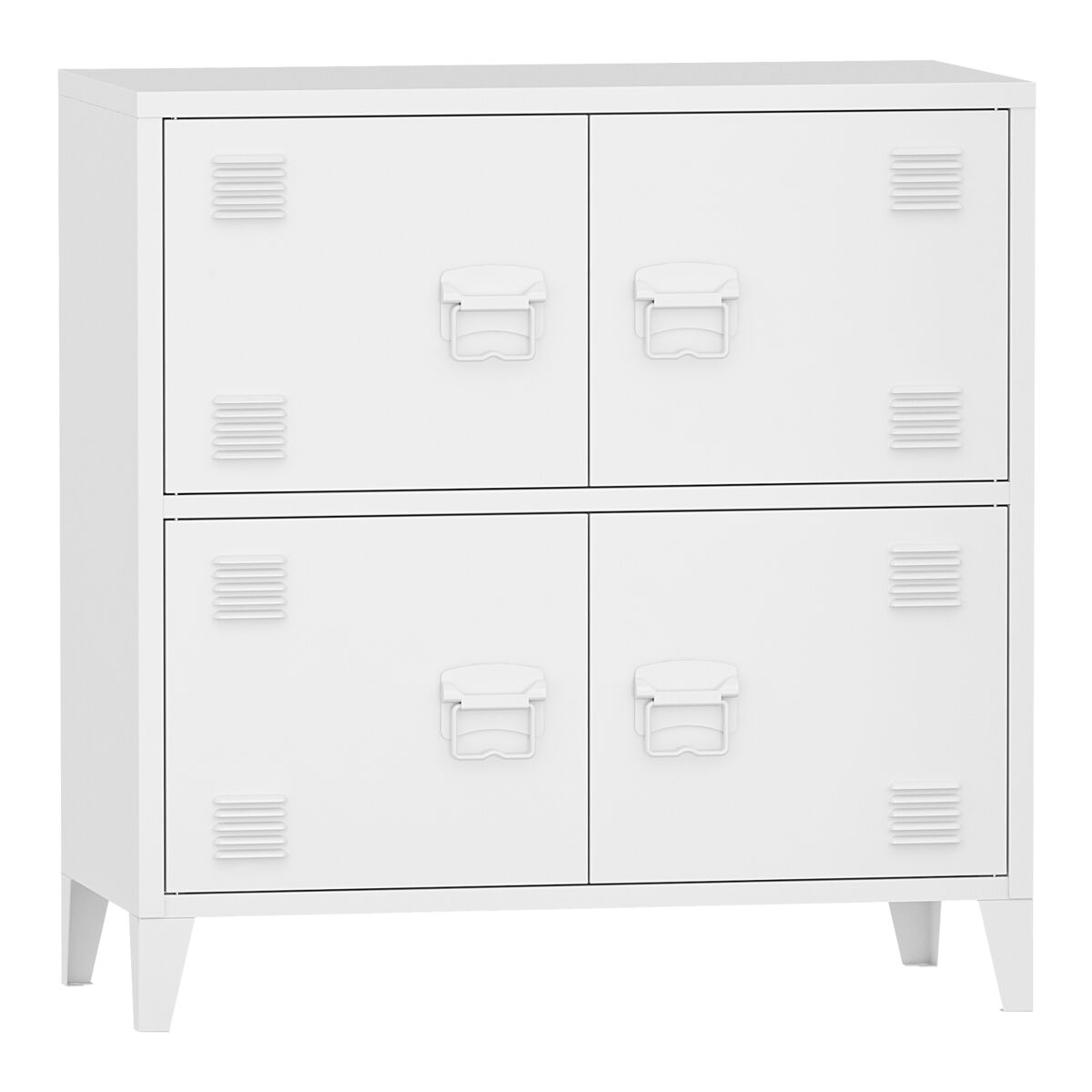 Armario de oficina hamina con 2 compartimentos y 4 puertas acero 82 x 80 x 40 cm - blanco [en.casa]