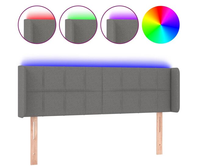 Vidaxl cabecero con led de tela gris oscuro 147x16x78/88 cm
