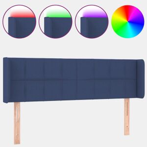 vidaXL Cabeceira de cama c luzes LED tecido 147x16x7888 cm azul