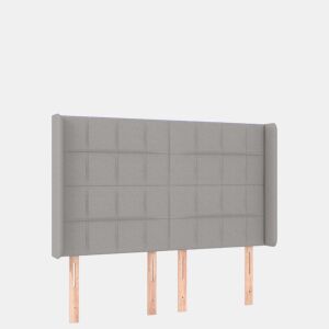 vidaXL Cabeceira cama c luzes LED tecido 147x16x118128cm cinza-claro