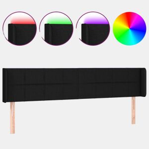vidaXL Cabeceira de cama c luzes LED tecido 183x16x7888 cm preto