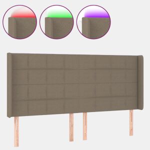 vidaXL Cabeceira cama c LED tecido 163x16x118128cm cinza-acastanhado