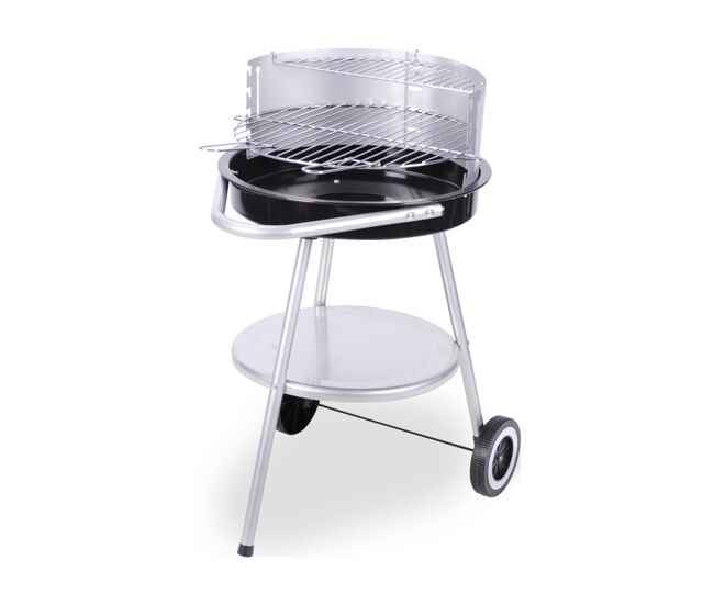 Barbacoa hibachi media redonda de 18 pulgadas: parrilla cromada, altura ajustable y cuenco de fuego esmaltado,