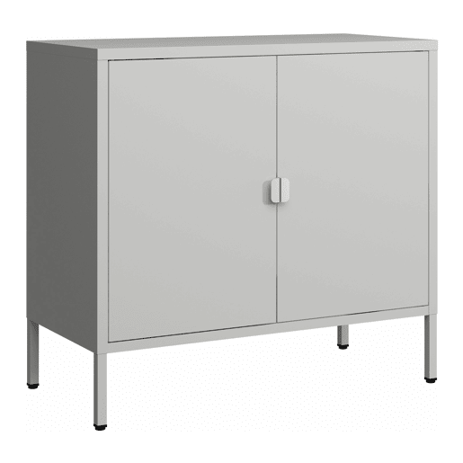 Armário de escritório Hailuoto com compartimentos e 2 portas de aço 75 x 80 x 40 cm - Cinzento claro en.casa Armário de escritório Hailuoto com compartimentos e 2 portas de aço 75 x 80 x 40 cm - Cinzento claro en.casa