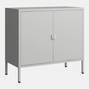 Armário de escritório Hailuoto com compartimentos e 2 portas de aço 75 x 80 x 40 cm - Cinzento claro en.casa