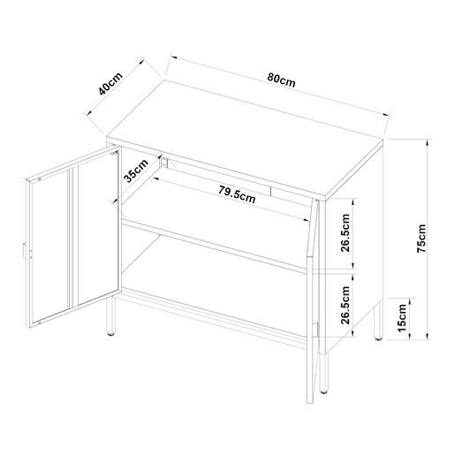 Armário de escritório Hailuoto com compartimentos e 2 portas de aço 75 x 80 x 40 cm - Cinzento claro en.casa Armário de escritório Hailuoto com compartimentos e 2 portas de aço 75 x 80 x 40 cm - Cinzento claro en.casa