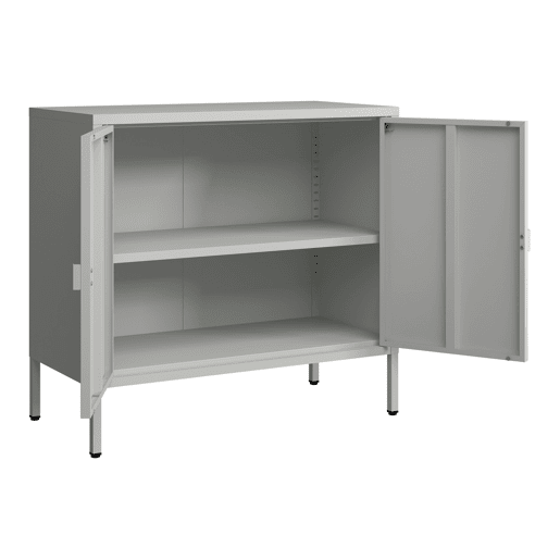Armário de escritório Hailuoto com compartimentos e 2 portas de aço 75 x 80 x 40 cm - Cinzento claro en.casa Armário de escritório Hailuoto com compartimentos e 2 portas de aço 75 x 80 x 40 cm - Cinzento claro en.casa