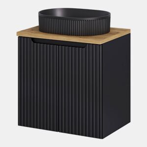 Móvel de lavatório NEWPORT com 2 portas ranhuradas 60x71x40cm Carvalho  Preto en.casa