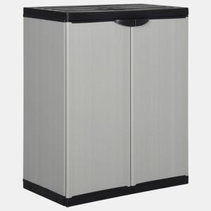 vidaXL Armário arrumação jardim c 1 prateleira 68x40x85cm cinzapreto