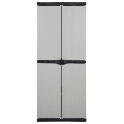 vidaXL Armário arrumação jardim 3 prateleiras 68x40x168cm cinzapreto vidaXL Armário arrumação jardim 3 prateleiras 68x40x168cm cinzapreto