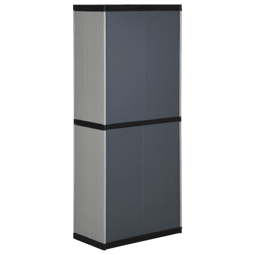 vidaXL Armário arrumação jardim 3 prateleiras 68x40x168cm cinzapreto vidaXL Armário arrumação jardim 3 prateleiras 68x40x168cm cinzapreto