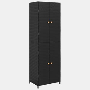 vidaXL Armário de arrumação p jardim 59x40x180 cm vime PE preto