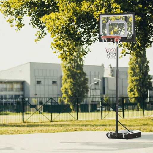 HOMCOM Tabela de Basquetebol para Exterior com Altura Ajustável 206-260 cm Cesta de Basquetebol com Rodas e Base Recarregável para Adolescentes e Adultos Preto