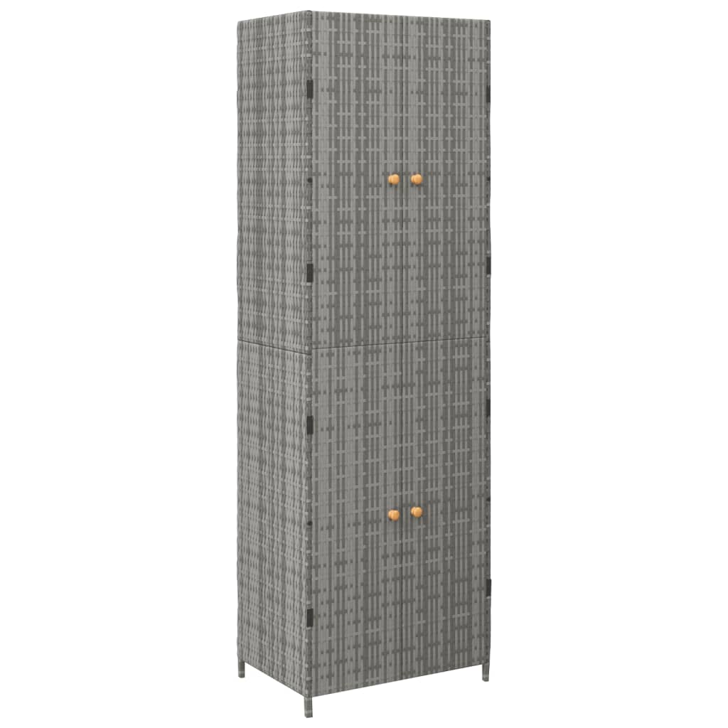 Vidaxl armario de almacenaje de jardín ratán pe gris 59x40x180 cm