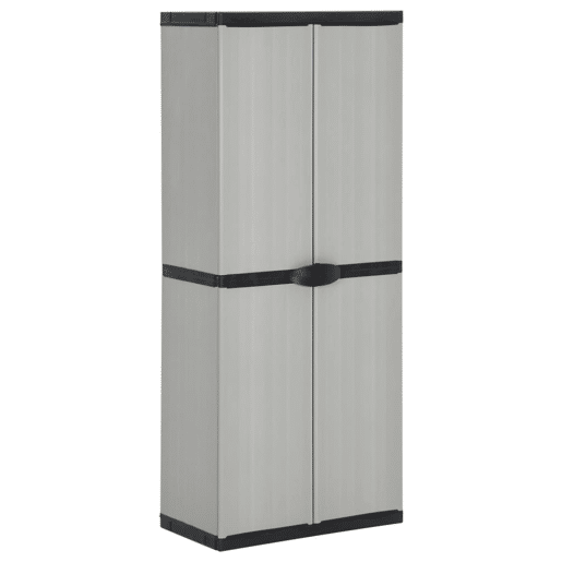 vidaXL Armário arrumação jardim 3 prateleiras 68x40x168cm cinzapreto vidaXL Armário arrumação jardim 3 prateleiras 68x40x168cm cinzapreto