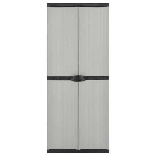 vidaXL Armário arrumação jardim 3 prateleiras 68x40x168cm cinzapreto vidaXL Armário arrumação jardim 3 prateleiras 68x40x168cm cinzapreto