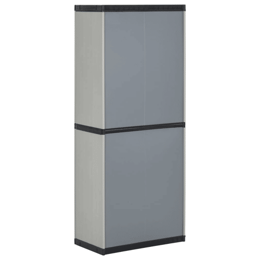vidaXL Armário arrumação jardim 3 prateleiras 68x40x168cm cinzapreto vidaXL Armário arrumação jardim 3 prateleiras 68x40x168cm cinzapreto