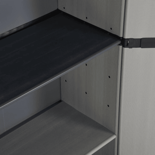 vidaXL Armário arrumação jardim 3 prateleiras 68x40x168cm cinzapreto vidaXL Armário arrumação jardim 3 prateleiras 68x40x168cm cinzapreto