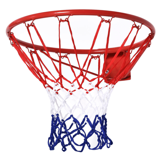 HOMCOM Cesta de Basquetebol de Parede Ø46 cm Aro de Basquetebol com Rede Estrutura Metálica 12 Ganchos para Interior e Exterior Vermelho HOMCOM Cesta de Basquetebol de Parede Ø46 cm Aro de Basquetebol com Rede Estrutura Metálica 12 Ganchos para Interior e Exterior Vermelho