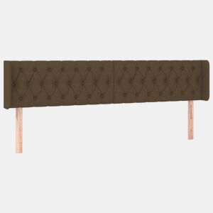 vidaXL Cabeceira de cama c abas tecido 203x16x7888cm castanho-escuro