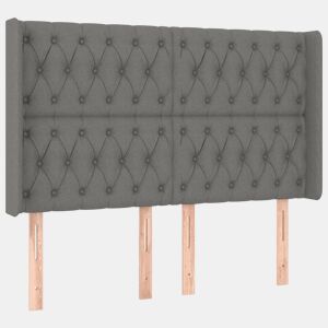 vidaXL Cabeceira cama c abas tecido 163x16x118128 cm cinzento-escuro