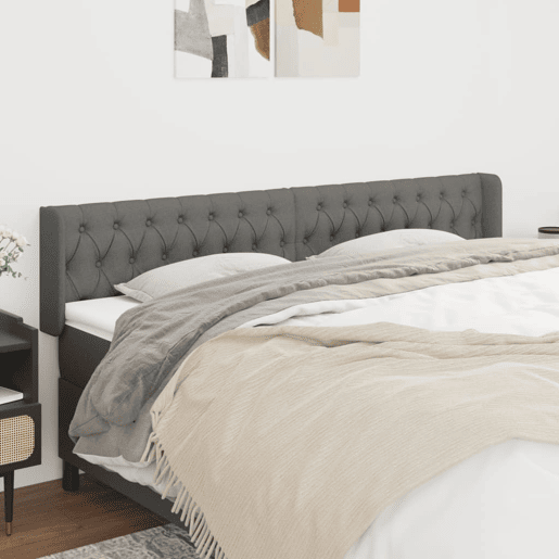 vidaXL Cabeceira de cama c abas tecido 203x16x7888cm cinzento-escuro
