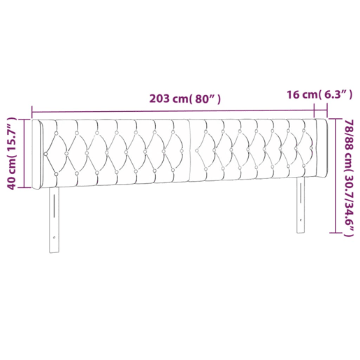 vidaXL Cabeceira de cama c abas tecido 203x16x7888cm cinzento-escuro