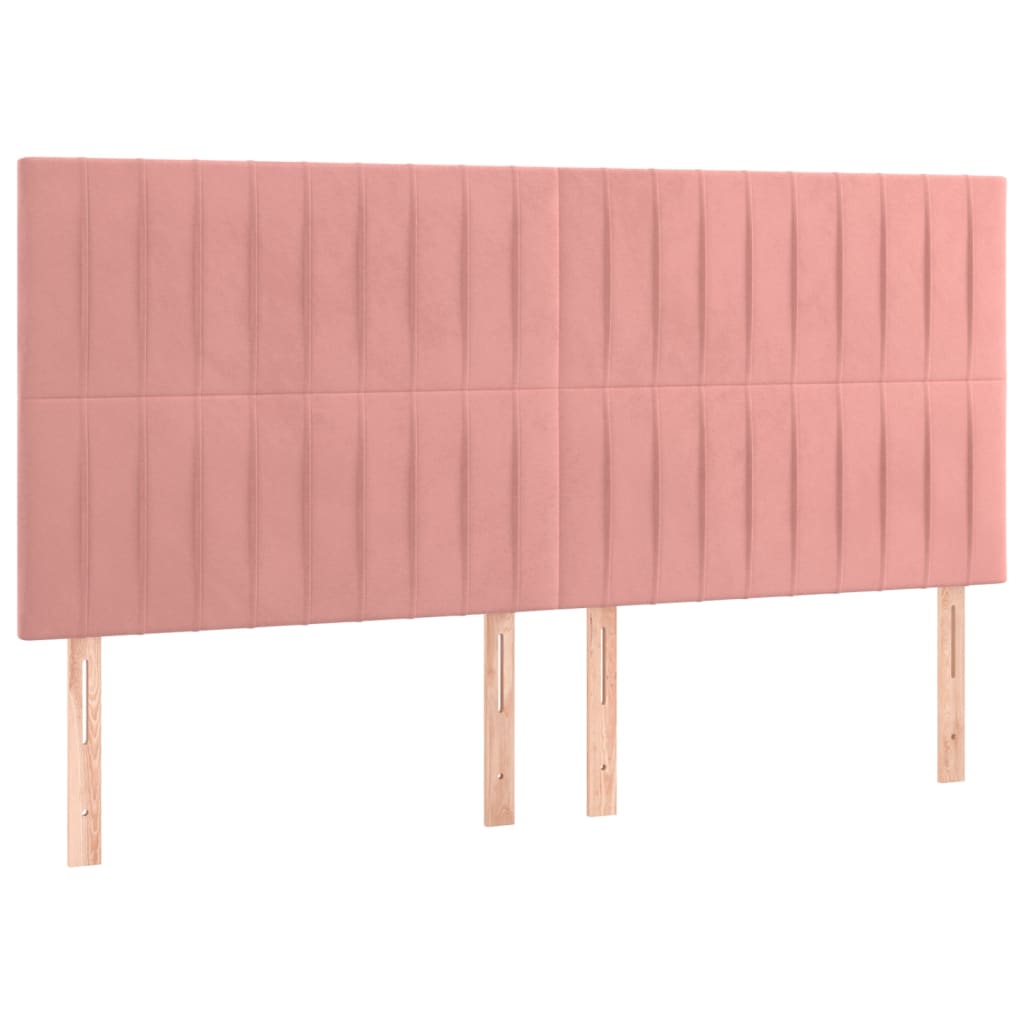 Vidaxl cabecero de cama rosa 200x5x118/128 cm terciopelo