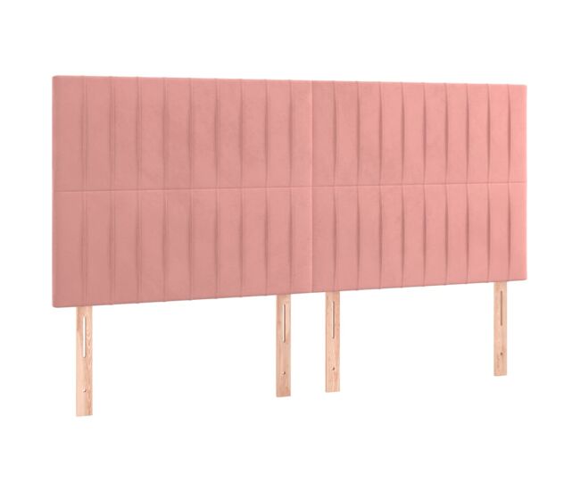 Vidaxl cabecero de cama rosa 200x5x118/128 cm terciopelo