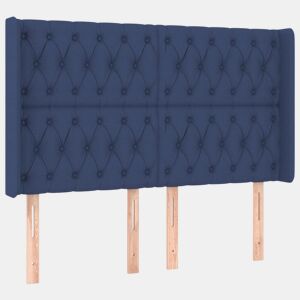 vidaXL Cabeceira de cama c abas tecido 163x16x118128 cm azul