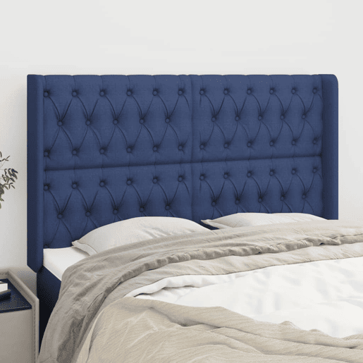vidaXL Cabeceira de cama c abas tecido 163x16x118128 cm azul vidaXL Cabeceira de cama c abas tecido 163x16x118128 cm azul