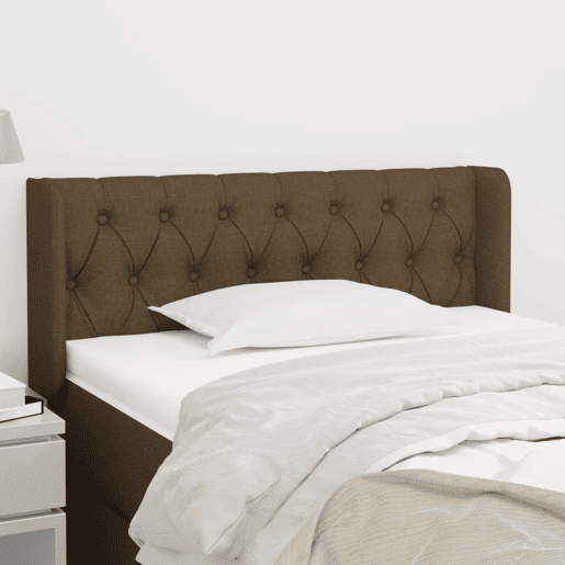 vidaXL Cabeceira de cama c abas tecido 93x16x7888 cm castanho-escuro