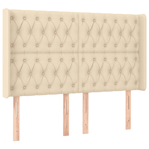 vidaXL Cabeceira de cama c abas tecido 163x16x118128 cm cor crème