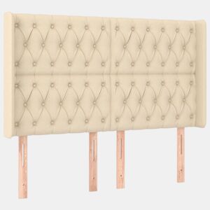 vidaXL Cabeceira de cama c abas tecido 163x16x118128 cm cor crème