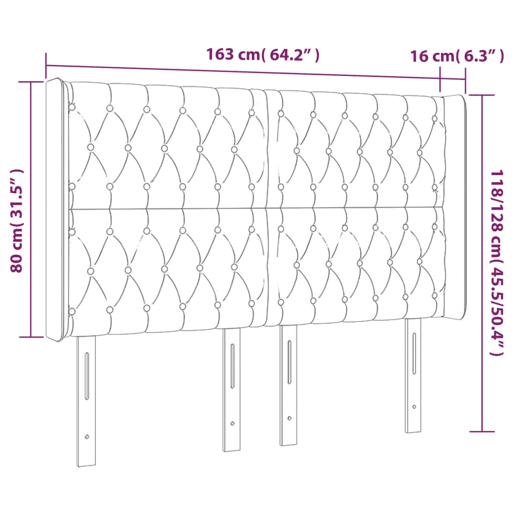 vidaXL Cabeceira de cama c abas tecido 163x16x118128 cm cor crème
