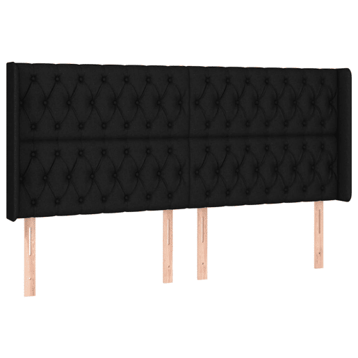 vidaXL Cabeceira de cama c abas tecido 203x16x118128 cm preto