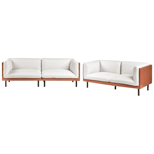 Conjunto de sala de estar VORGOD Tecido Branco creme 5 lugares