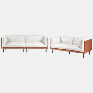 Conjunto de sala de estar VORGOD Tecido Branco creme 5 lugares