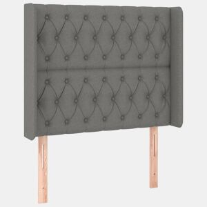 vidaXL Cabeceira cama c abas tecido 93x16x118128 cm cinzento-escuro