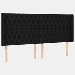 vidaXL Cabeceira de cama c abas tecido 183x16x118128 cm preto