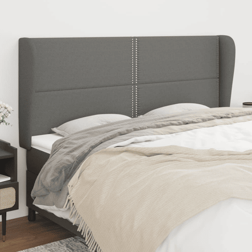 vidaXL Cabeceira cama c abas tecido 183x23x118128 cm cinzento-escuro