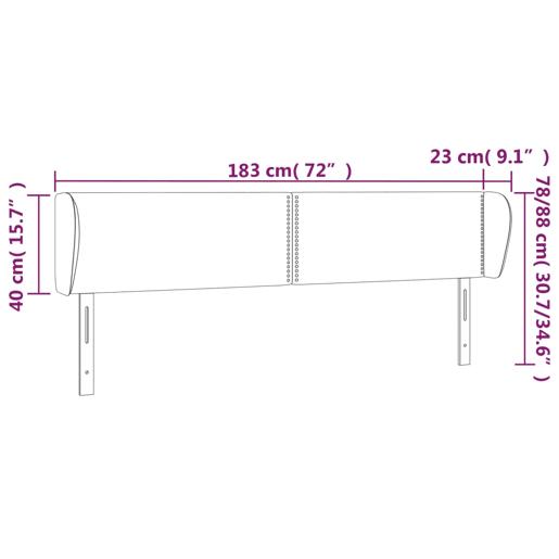 vidaXL Cabeceira de cama c abas tecido 183x23x7888 cm preto