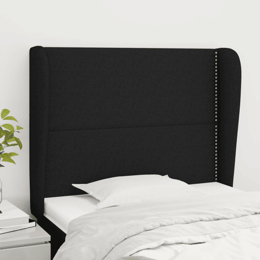vidaXL Cabeceira de cama c abas tecido 93x23x118128 cm preto vidaXL Cabeceira de cama c abas tecido 93x23x118128 cm preto