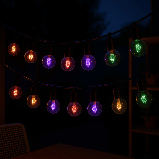 Guirlanda multicolorida com temporizador de luzes incluído