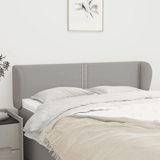 vidaXL Cabeceira de cama c abas tecido 147x23x7888 cm cinzento-claro