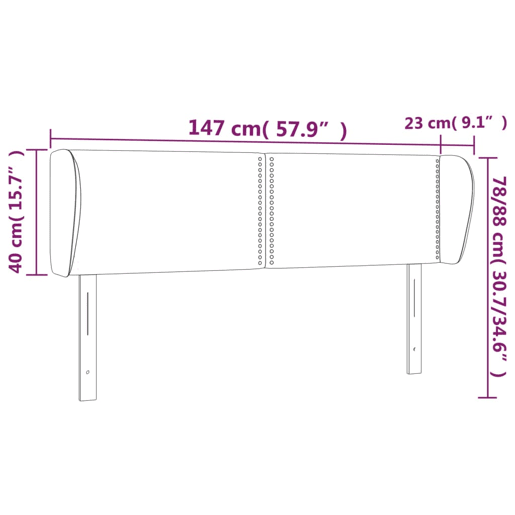 vidaXL Cabeceira de cama c abas tecido 147x23x7888 cm cinzento-claro