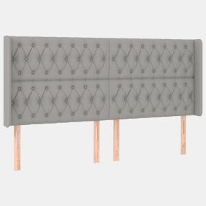 vidaXL Cabeceira cama c abas tecido 183x16x118128 cm cinzento-claro