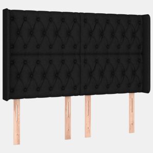 vidaXL Cabeceira de cama c abas tecido 147x16x118128 cm preto